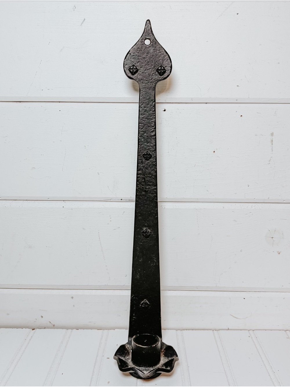 Vintage Cast Iron Candlestick Holder | Rustic Gothic